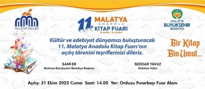 11. Malatya Anadolu Kitap ve Kültür Fuarı açılıyor
