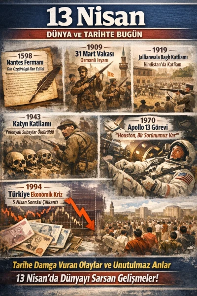  13 Nisan &ndash; D&uuml;nya ve Tarihte Bug&uuml;n