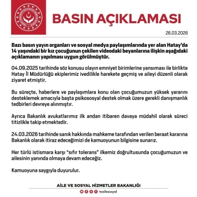 14 yaşındaki kız &ccedil;ocuğunun taciz iddialarına verilen beraat kararına Bakanlık itiraz edecek
