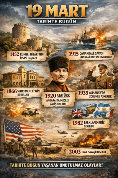 19 Mart&rsquo;ta Tarihte &Ouml;ne &Ccedil;ıkan Olaylar