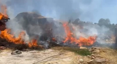 750 yıllık kervansaray alevlere teslim oldu: 2 kişi yaralandı
