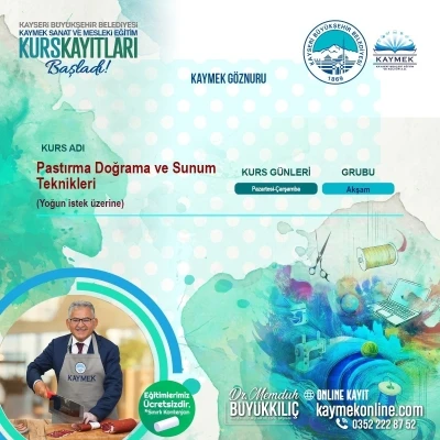 AB tescilli Kayseri pastırması i&ccedil;in &ouml;zel kurs
