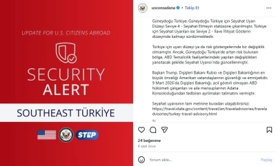 ABD, Adana Konsolosluğu&rsquo;ndaki zorunlu olmayan personeli tahliye ediyor
