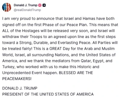 ABD Başkanı Trump: &quot;İsrail ve Hamas Barış Planımızın ilk aşamasını onayladı&quot;
