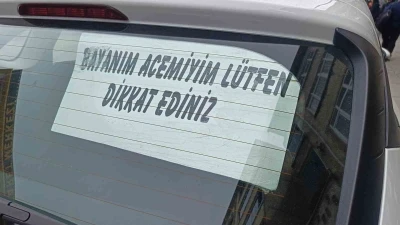 Acemi s&uuml;r&uuml;c&uuml;n&uuml;n arka cam yazısı dikkat &ccedil;ekti
