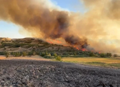 Adıyaman’da bahçe yangınına havadan ve karadan müdahale
