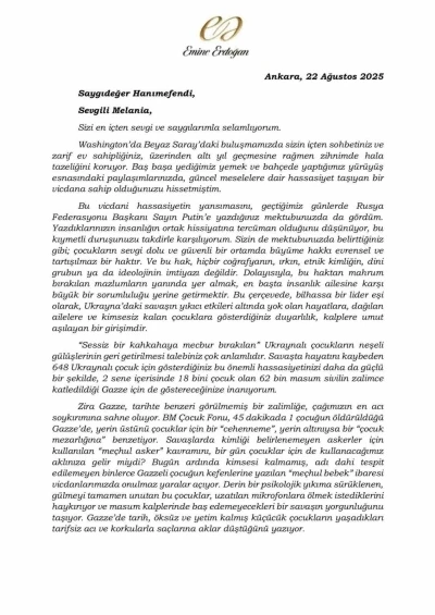 AK Parti Sözcüsü Çelik, Emine Erdoğan’ın Melania Trump’a mektubunu paylaştı
