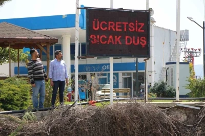 Akaryakıt istasyonundan &uuml;cretsiz sıcak duş
