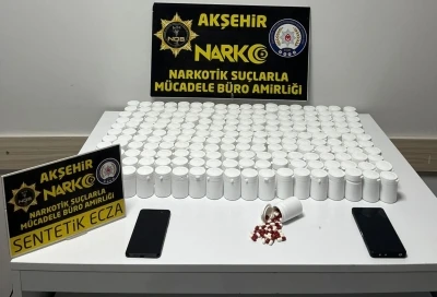 Akşehir&rsquo;de 10 bin 550 adet uyuşturucu hap ele ge&ccedil;irildi: 2 tutuklama
