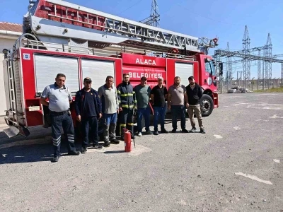 Alaca itfaiyesinden TEİAŞ personeline yangın eğitimi
