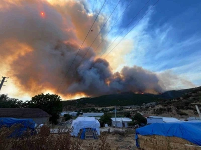 Alevler çiftlikleri tehdit etti, hayvanlar kurtarıldı
