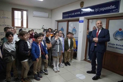 Aliağa Belediyesi Zabıta M&uuml;d&uuml;rl&uuml;ğ&uuml; minik misafirlerini ağırladı
