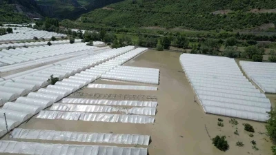 Amasya&rsquo;da Yeşilırmak Nehri taştı, tarım arazileri sular altında kaldı

