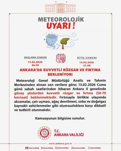 Ankara i&ccedil;in fırtına uyarısı

