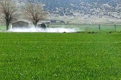 Araban&rsquo;da sarı pas hastalığını &ouml;nlemek ama&ccedil;lı ila&ccedil;lı m&uuml;cadele başlatıldı
