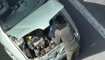 Aracı arızalanmış gibi davranan ehliyetsiz sürücü polisin dronlu takibi ile yakalandı
