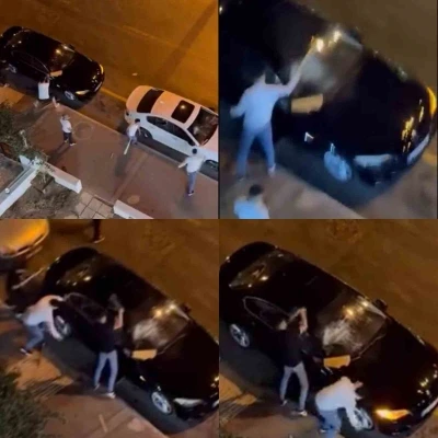 Araçlara saldırıp zarar verdiler: O anları vatandaşlar kaydetti
