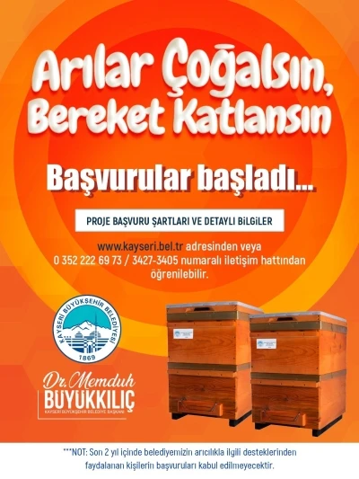 &rsquo;Arılar &Ccedil;oğalsın, Bereket Katlansın&rsquo; projesine başvurular başladı
