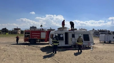 Arsuz’da karavan yangını
