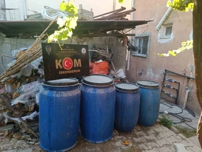 Arsuz’da sahte içki operasyonu: 2 bin 450 litre alkol ele geçirildi
