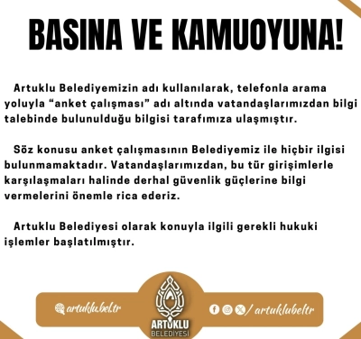 Artuklu Belediyesi’nden Sahte Anket Uyarısı