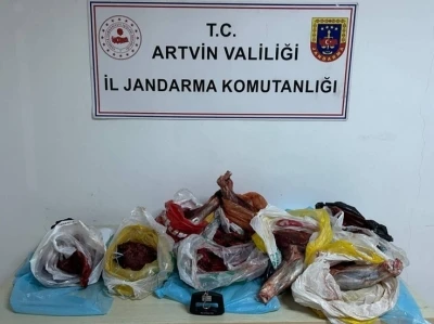 Artvin&rsquo;de 60 kilo yaban domuzu eti ele ge&ccedil;irildi
