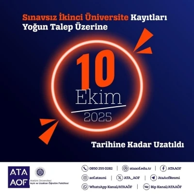 Atatürk Üniversitesinde &quot;Sınavsız ikinci üniversite&quot; fırsatı 10 Ekim’e kadar devam ediyor
