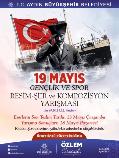 Aydın B&uuml;y&uuml;kşehir&rsquo;den 19 Mayıs temalı şiir ve kompozisyon yarışması
