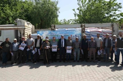 Aydın B&uuml;y&uuml;kşehir&rsquo;den Didim&rsquo;de &uuml;reticilere yem desteği
