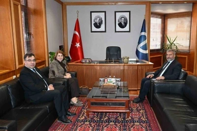 Azerbaycan Ankara B&uuml;y&uuml;kel&ccedil;iliği Eğitim M&uuml;şaviri Nesibova&rsquo;dan Rekt&ouml;r Adıg&uuml;zel&rsquo;e ziyaret
