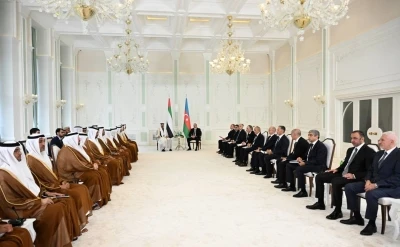 BAE Devlet Başkanı Nahyan, Azerbaycan Cumhurbaşkanı Aliyev ile bir araya geldi
