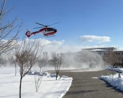 Bah&ccedil;esaray&rsquo;da 37 haftalık gebe helikopter ambulansla Van&rsquo;a sevk edildi
