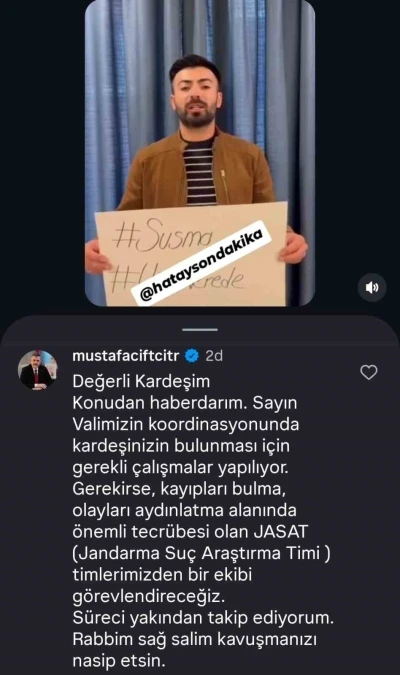 Bakan &Ccedil;ift&ccedil;i&rsquo;den kardeşi kayıp vatandaşa yanıt: "S&uuml;reci yakından takip ediyorum"
