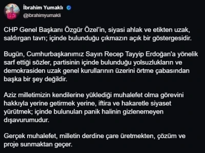 Bakan Yumaklı: &quot;Gerçek muhalefet, milletin derdine çare üretmekten, çözüm ve proje sunmaktan geçer&quot;
