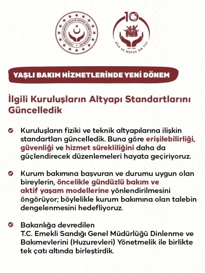 Bakanlıktan huzurevlerine y&ouml;nelik yeni d&uuml;zenleme
