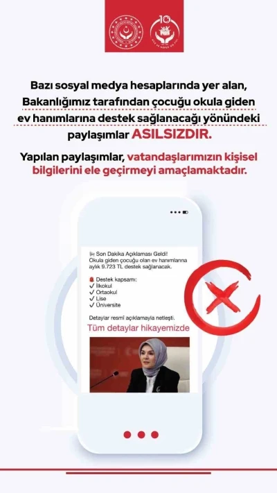 Bakanlıktan &lsquo;sahte yardım&rsquo; paylaşımlarına karşı uyarı
