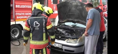 Balıkesir’de park halindeki araç yandı
