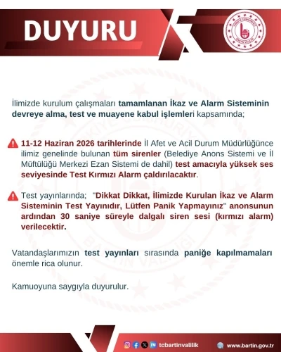 Bartın&rsquo;da afetler i&ccedil;in ikaz ve alarm sistemi kuruldu
