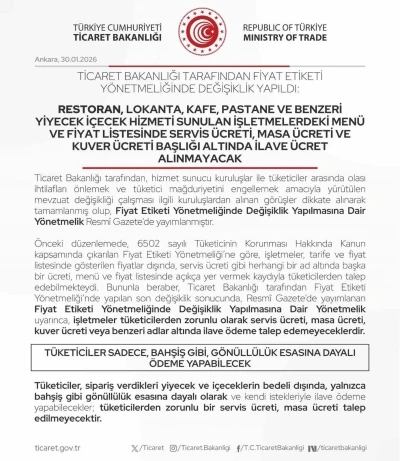Bartın&rsquo;da restoran ve kafelere ilave &uuml;cret uyarısı
