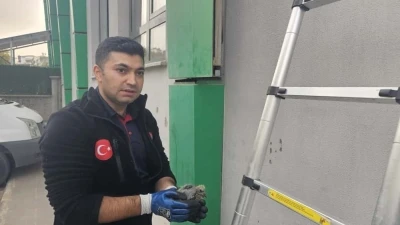 Batman’da kolonlara sıkışan kuş kurtarıldı
