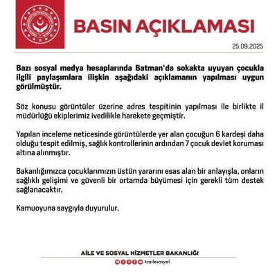 Batman’da sokakta uyuyan çocuk ve 6 kardeşi devlet koruması altına alındı
