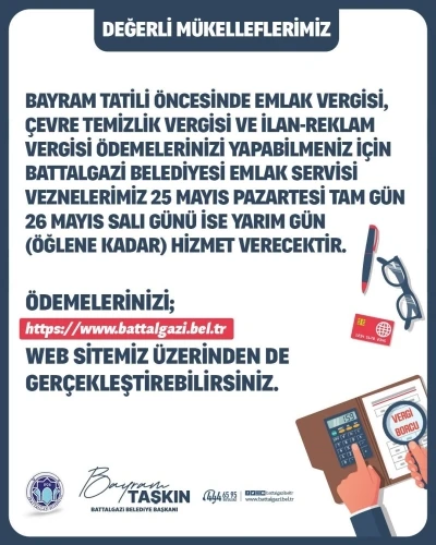 Battalgazi Belediyesi&rsquo;nden bayram &ouml;ncesi vezne d&uuml;zenlemesi
