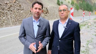 Belediye başkanları, yeni yapılacak t&uuml;nel projesini yerinde anlattı

