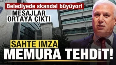 Belediyede skandal b&uuml;y&uuml;yor! Sahte imza memura tehdit! Mesajlar ortaya &ccedil;ıktı