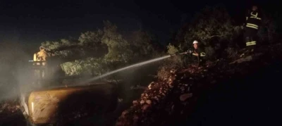 Belen’de iş makinesi yangını
