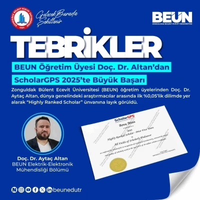 BEUN &Ouml;ğretim &Uuml;yesi Do&ccedil;. Dr. Altan&rsquo;dan ScholarGPS 2025&rsquo;te b&uuml;y&uuml;k başarı
