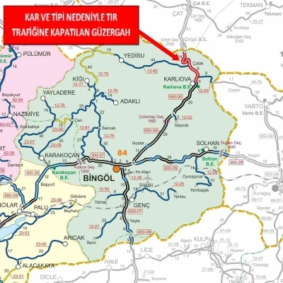 Bing&ouml;l-Erzurum karayolu tır trafiğine kapatıldı
