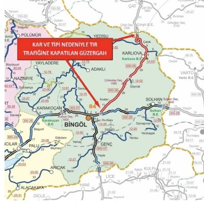 Bing&ouml;l-Erzurum karayolu tır trafiğine kapatıldı
