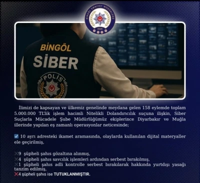 Bingöl merkezli 3 ilde dolandırıcılık operasyonu: 4 tutuklama
