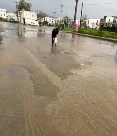 Bodrum&rsquo;da sağanak baskını: G&ouml;let taştı, asfalta balık yağdı
